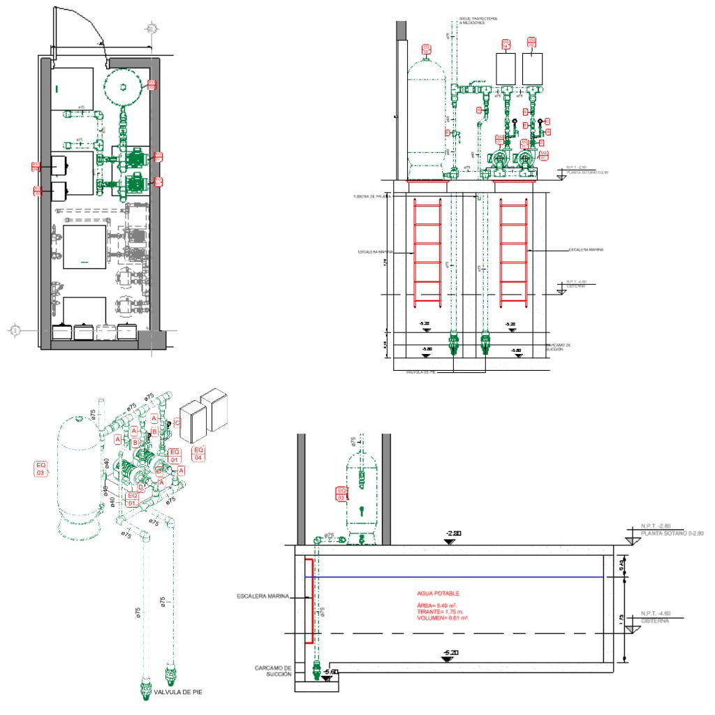 SERVICIO DISEÑO Y CÁLCULO DE INSTALACIONES HIDROSANITARIAS-CUARTO MAQUINAS